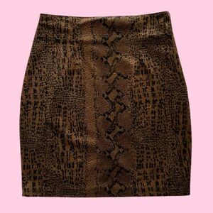 Vintage 90s Y2K Crème Textured Snake Pencil Mini Skirt High Rise Size 9